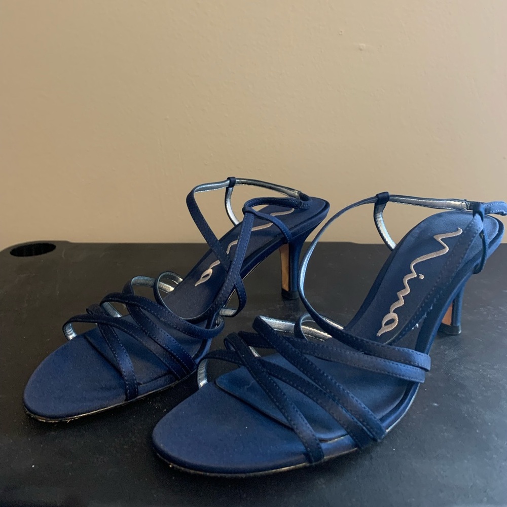 Beautiful Navy Heeled Sandal - Size 6.5 - Only Worn Once